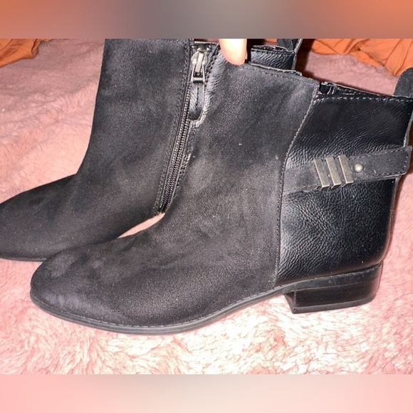 Like new Franco Sarto black faux leather bootie fall goth punk winter trendy 7 - Picture 1 of 8